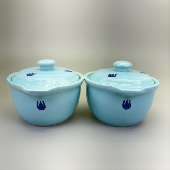 Vintage Cronin Blue Tulip Mini Casseroles - Picture 5 of 9